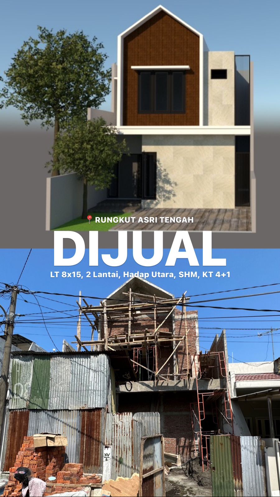 DIJUAL RUMAH BARU GRESS SURABAYA TIMUR RUNGKUT ASRI TENGAH - Image 1