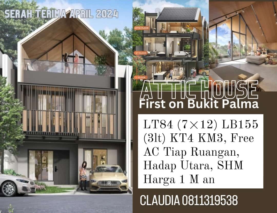Dijual Rumah Baru Model Attic Lokasi Bukit Palma Surabaya Barat - Image 1