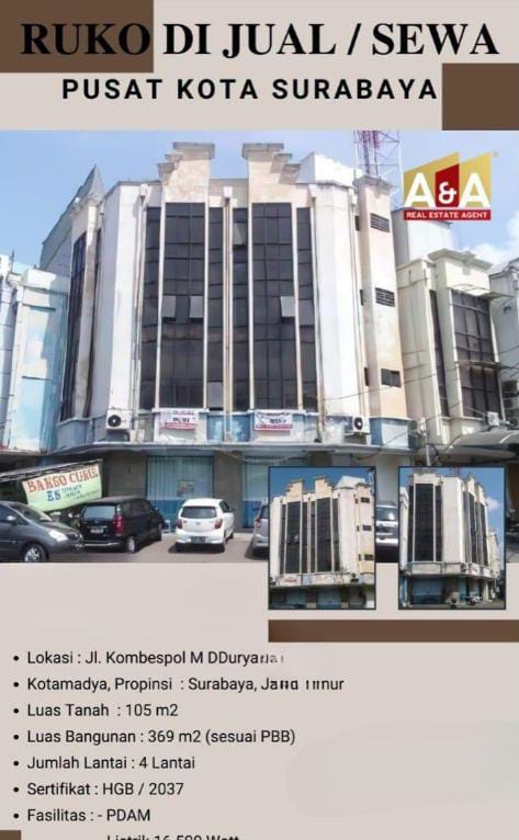 Dijual Ruko Wilayah Jl Kombespol M Duryat Surabaya Pusat - Image 1