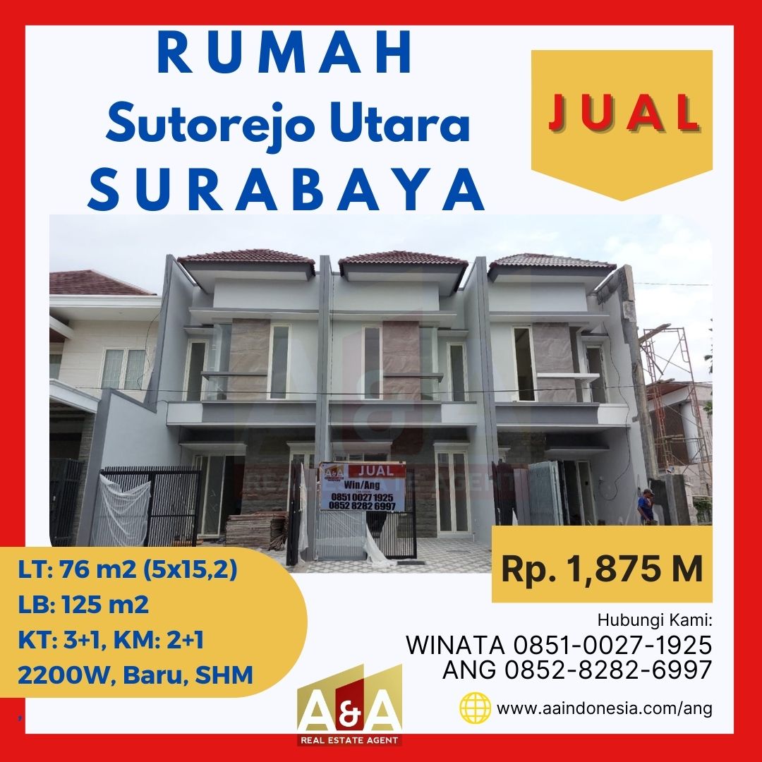Dijual Rumah Baru 2 Lantai Murah di Wilayah Sutorejo Utara Surabaya - Image 1