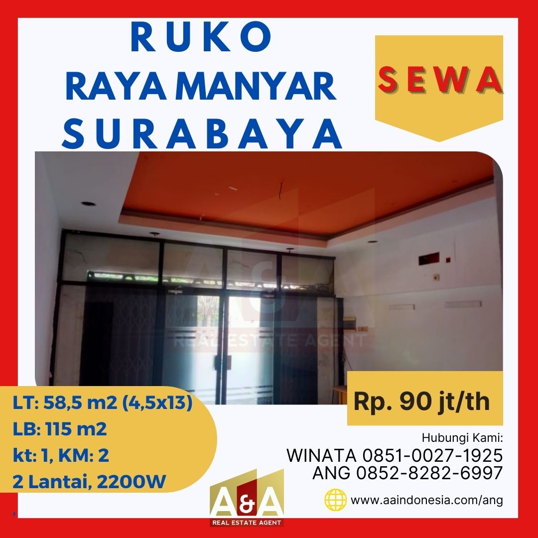 Ruko2 Lantai Murah Strategis Raya Manyar Surabaya - Image 1