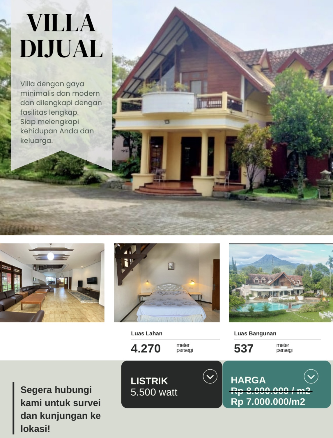 Villa Dijual Lokasi Strategis + Bisnis Persewaan di Jalan Metro Kota Batu - Image 1