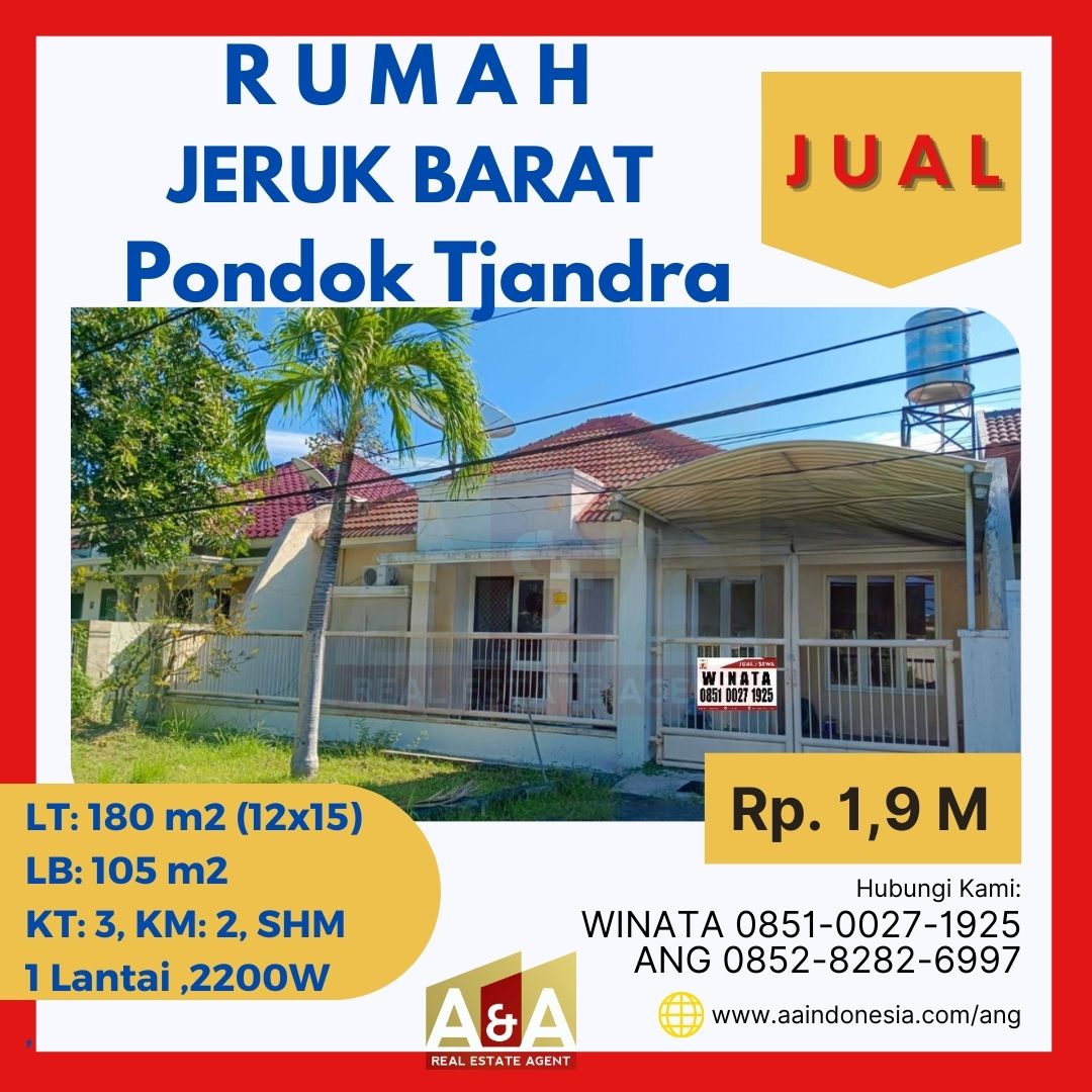 Rumah 1 Lantai Murah Jeruk Barat Pondok Tjandra Sidoarjo - Image 1