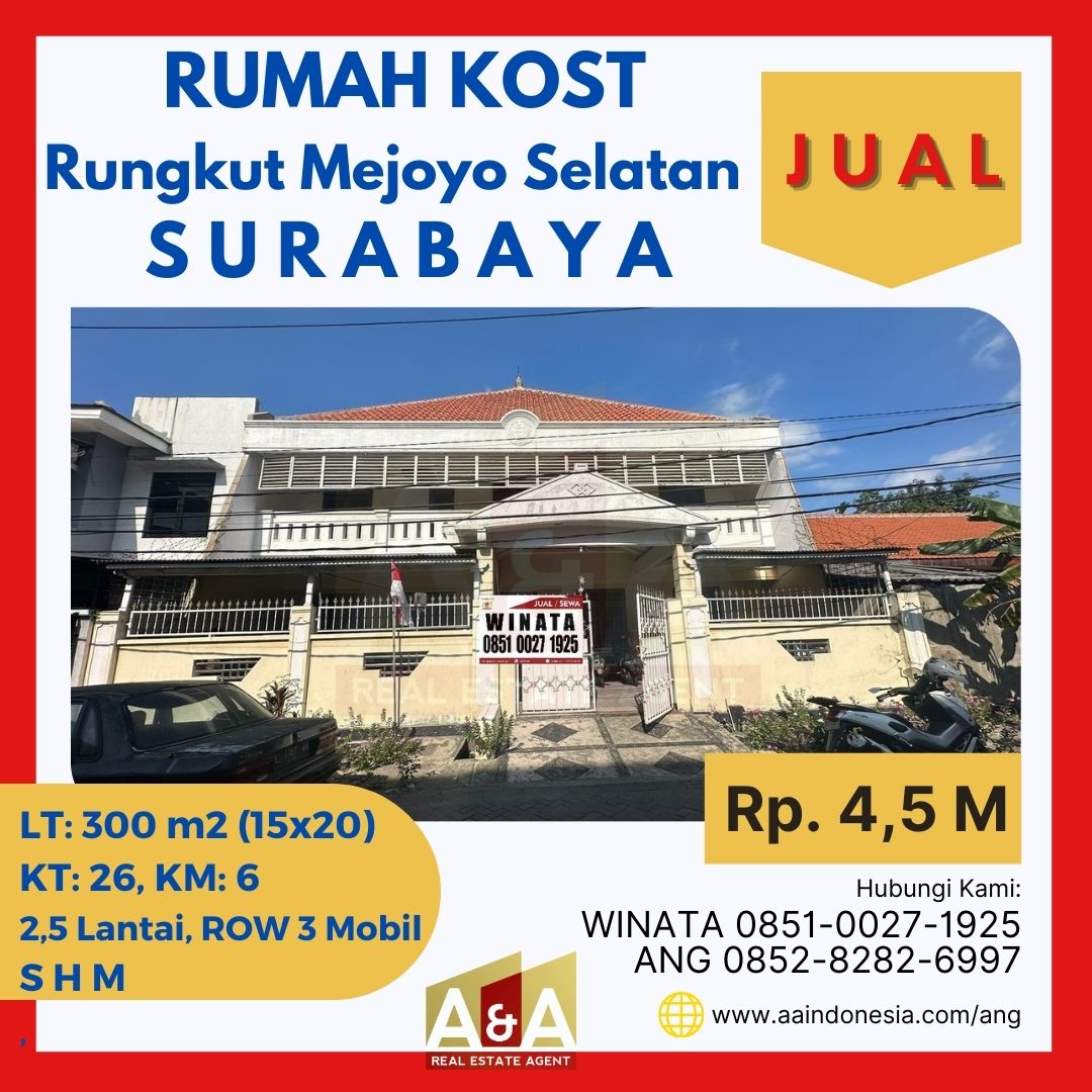 Dijual Rumah Kost Murah Strategis di Wilayah Rungkut Mejoyo Selatan Surabaya - Image 1