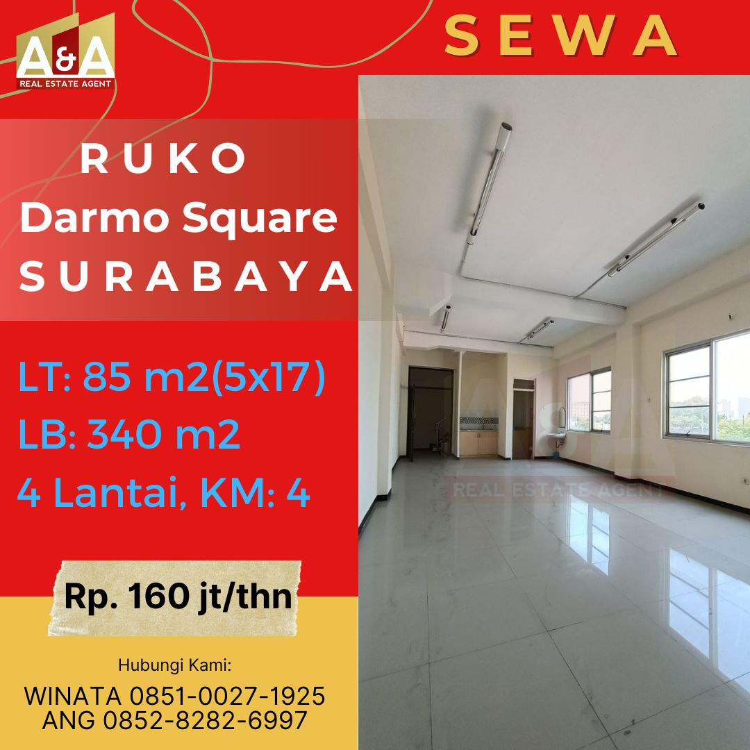 Disewakan Ruko Lokasi Strategis di Wilayah Darmo Square Surabaya - Image 1