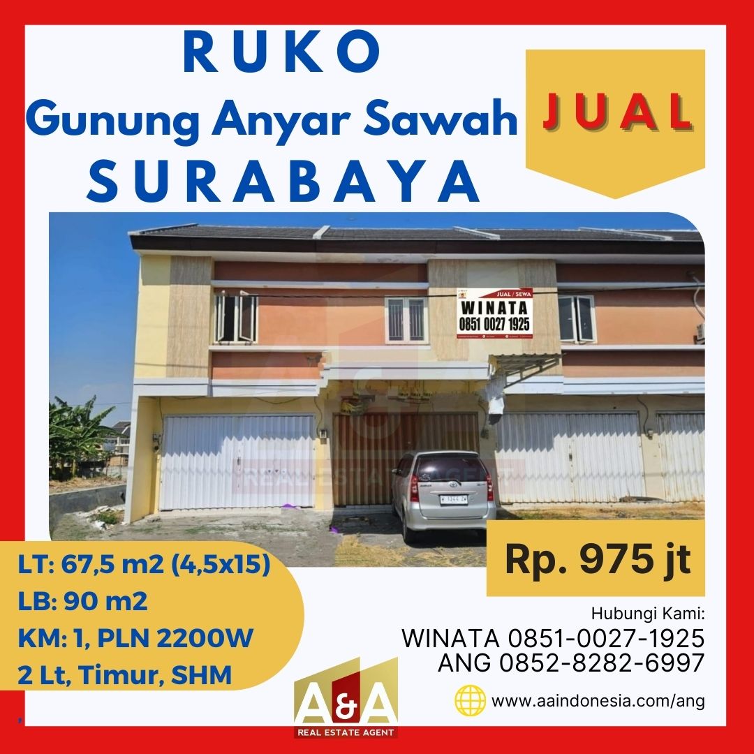 Dijual Ruko Siap Pakai di Gunung Anyar Sawah Surabaya Timur - Image 1