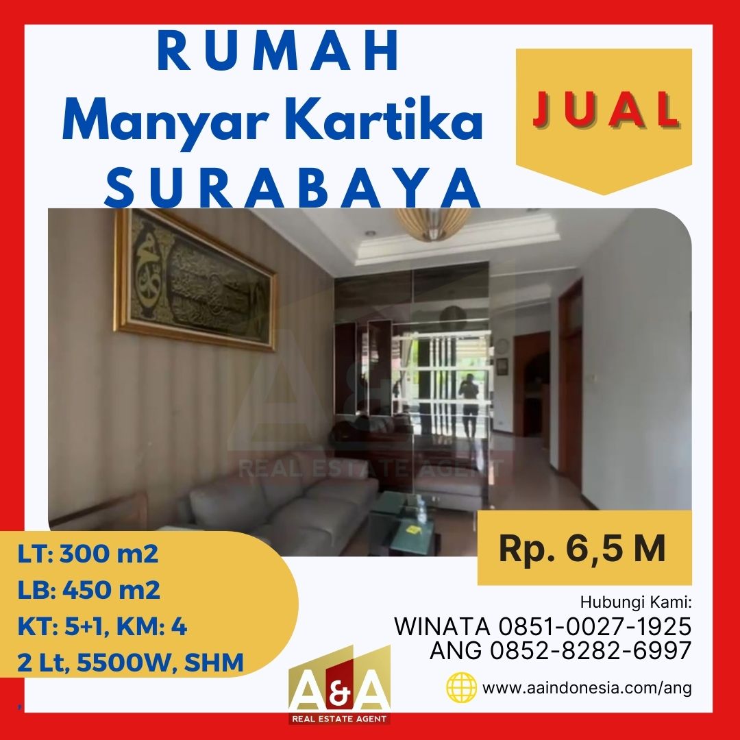 Dijual Rumah 2 Lantai Furnish Murah Strategis Manyar Kartika Surabaya Timur - Image 1