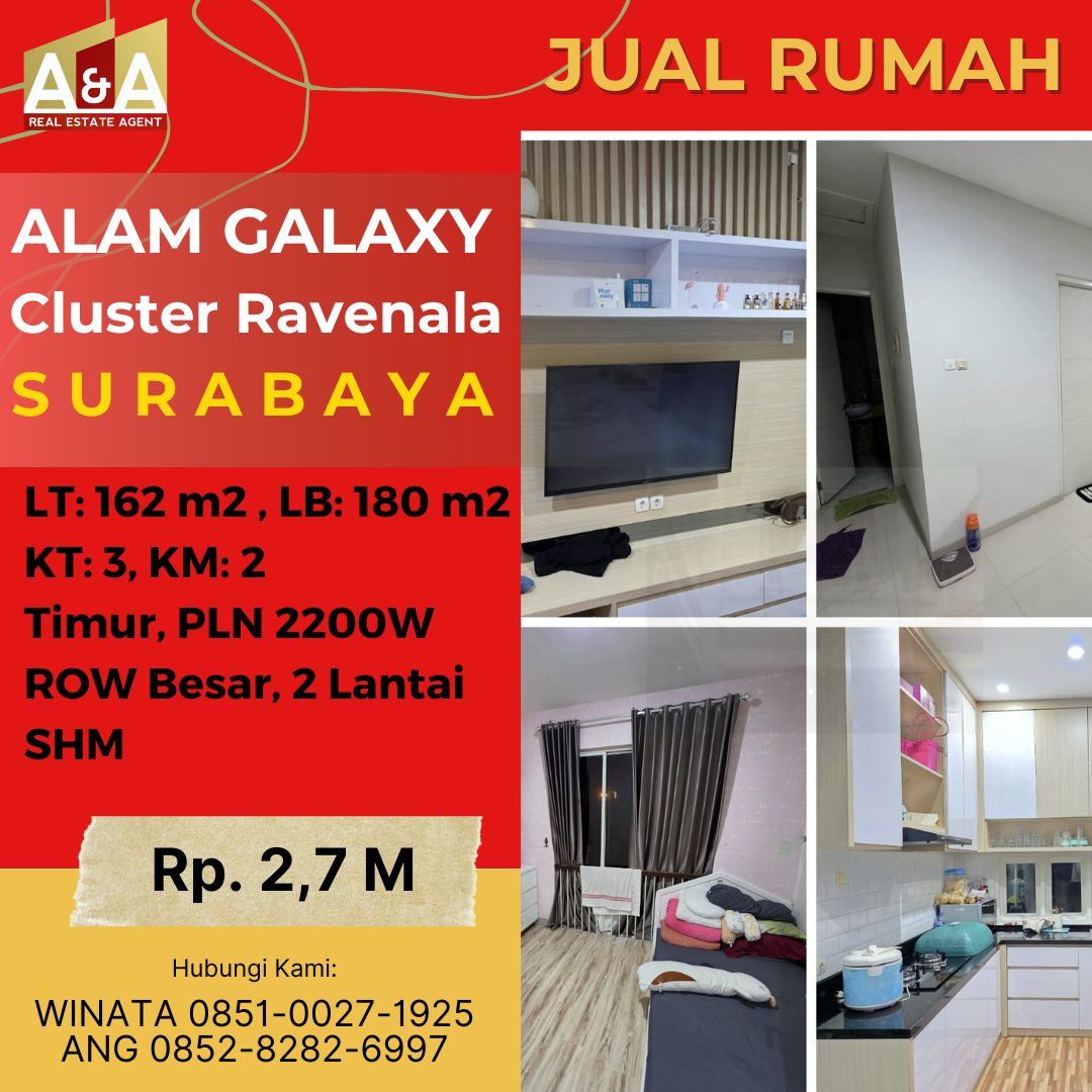Dijual Rumah 2 Lantai Murah Strategis Alam Galaxy Surabaya Timur - Image 1