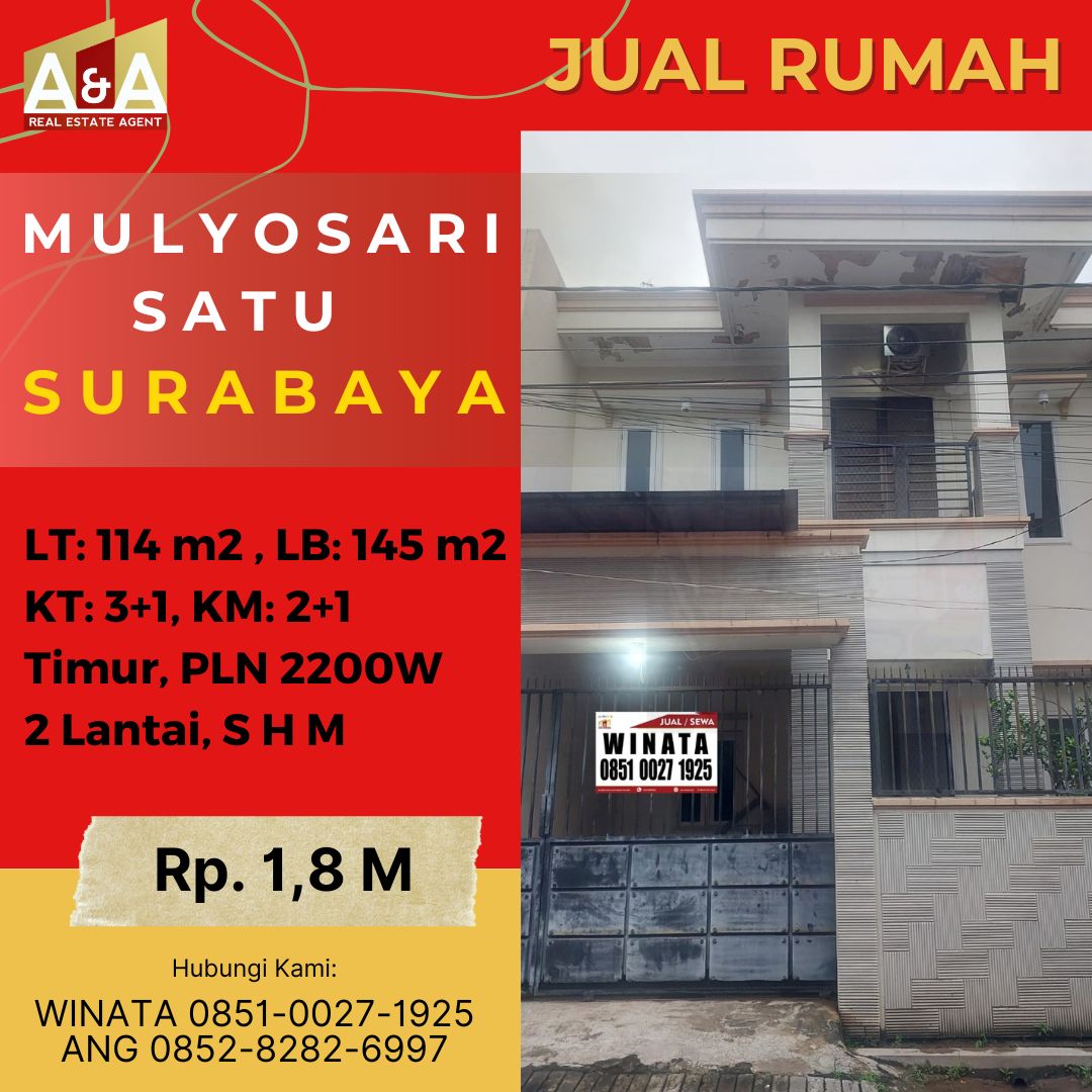 Rumah 2 Lantai Murah Strategis Mulyosari Satu Surabaya Timur - Image 1