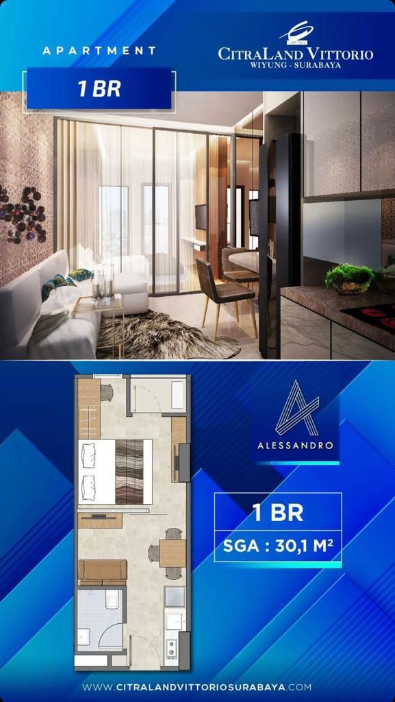 Dijual Apartemen Modern di Citraland Vittorio Tower Alessandro Surabaya Barat - Image 1