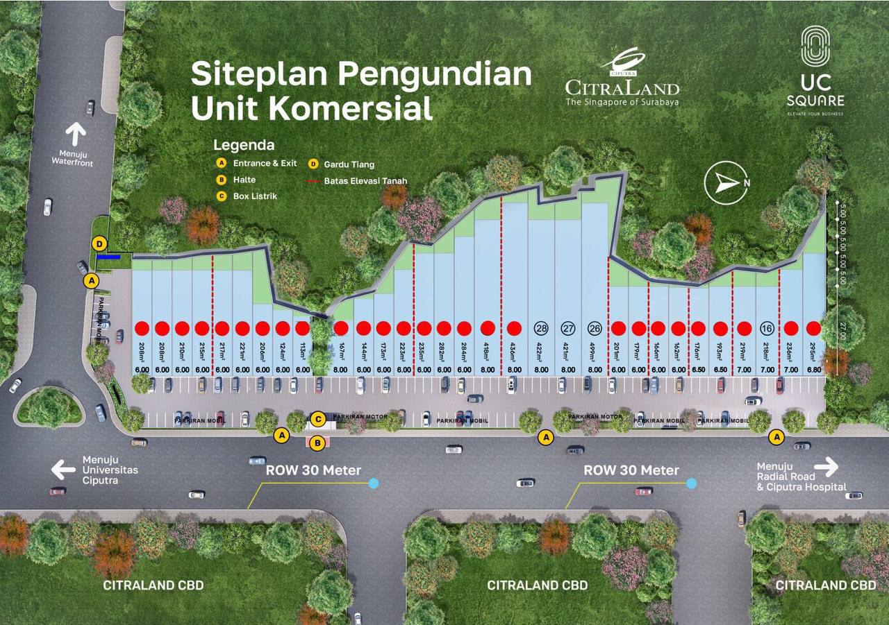 Dijual Tanah Komersial Strategis di UC Square Citraland Surabaya Barat - Image 1