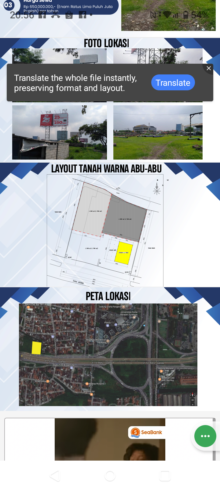 Disewakan Lahan Kosong di Lokasi Komersial Bungurasih Waru Sidoarjo - Image 1