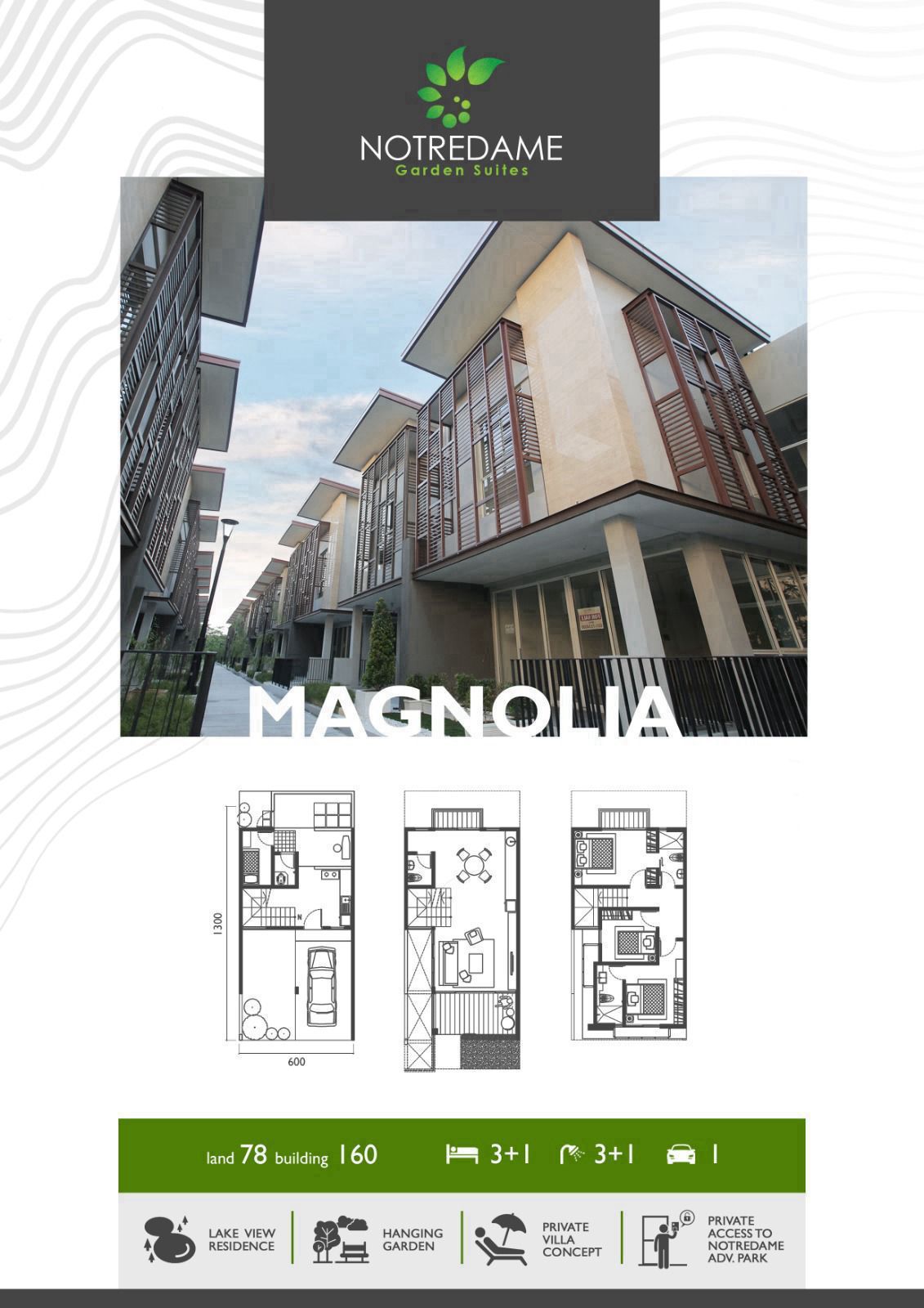 Dijual Rumah Baru Dibawah Harga Pasar di Jl Wisata Bukit Mas Surabaya Barat – Cluster Notredame Type Magnolia 3 Lantai Flying Garden - Image 1
