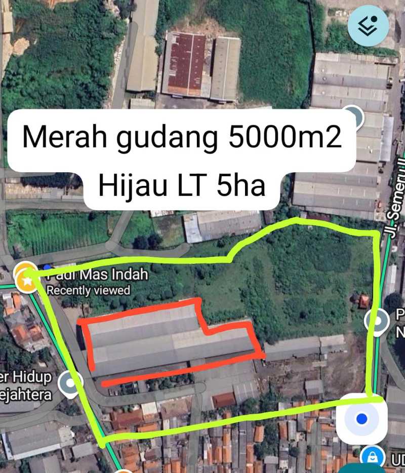 Disewakan Tanah dan Bangunan Luas Cocok Untuk Industri di Kawasan Jalan Semeru Gresik - Image 1