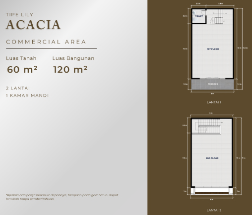 Dijual Ruko Baru Acacia Dua Lantai di Woodville Residence Sidoarjo - Thumbnail 3